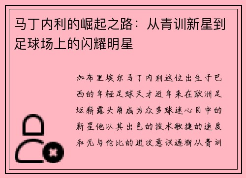 马丁内利的崛起之路：从青训新星到足球场上的闪耀明星